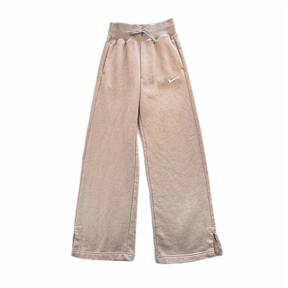 Nike Tan Phoenix Fleece High Waist Wide Leg Loungewear Athleisure Sweatpants